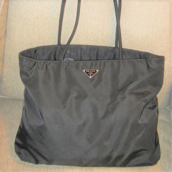 ❤️Authentic PRADA TESSUTO Black Nylon Shopper Shoulder Bag Purse - Picture 1 of 10